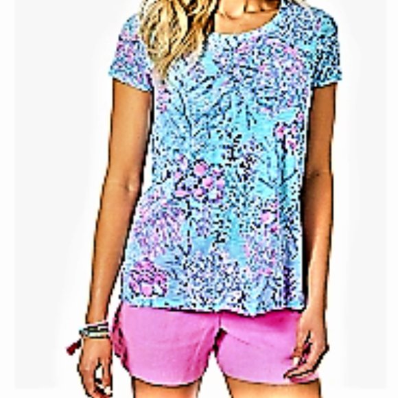 NWT Lilly Pulitzer XL Blue Ibiza Now You Sea Me ETTA Scoopneck Top - Picture 5 of 6